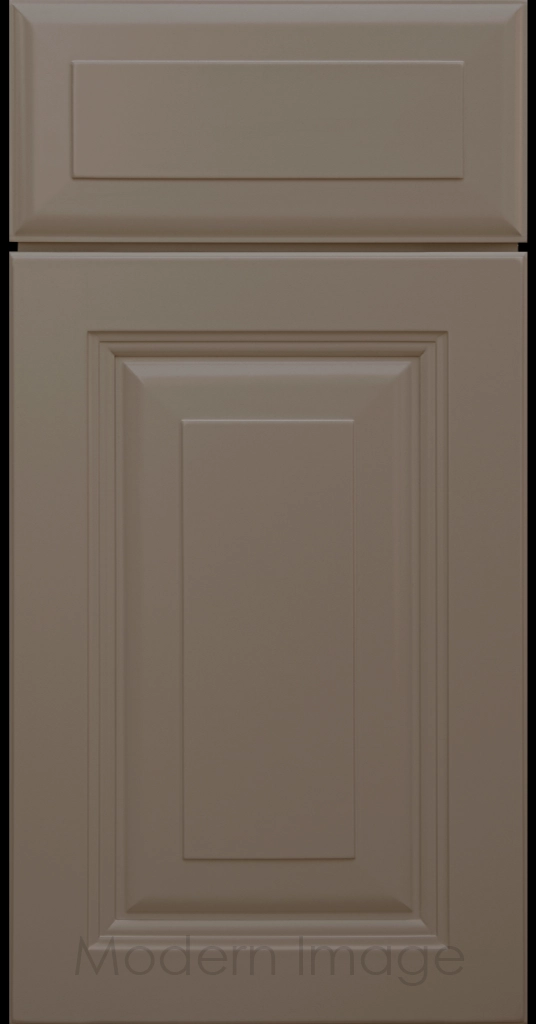 Durango raised panel cabinet door in a Magnetic Gray color featuring a stepped molded frame.
